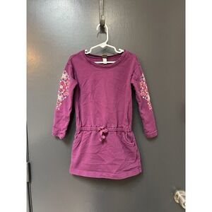 Tea Collection Floral Long Sleeve Purple Dress Size 5